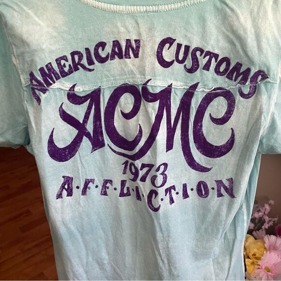Affliction American Customs Garage 1973 Short Sleeve T-Shirt Women's Size XL - Picture 3 of 7